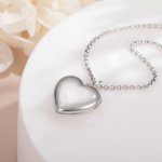 Collar de medallón personalizado de plata esterlina con foto en forma de corazón y texto grabado regalo de cumpleaños y aniversario para ella
