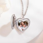 Collar de medallón personalizado de plata esterlina con foto en forma de corazón y texto grabado regalo de cumpleaños y aniversario para ella