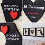 Personalized Anniversary Photo Frame Map Home Decor Gift