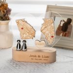 Personalized Map Night Lamp with Engraved Text Long Distance Relationships Gift for Couples Home Decor