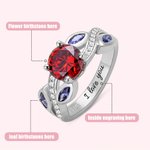 Engraved Birthstone Branch Leaves Ring Sterling Silver