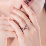 Engraved Birthstone Branch Leaves Ring Sterling Silver