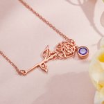 Personalised Hollow Birth Flower Necklace with Birthstone Charm Mother's Day Birthday for Women