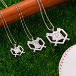 Baseball Bat Number Sport Necklace in Sterling Silver