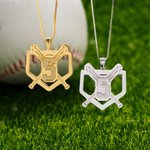 Baseball Bat Number Sport Necklace in Sterling Silver