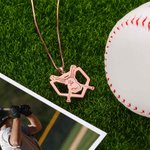 Baseball Bat Number Sport Necklace in Sterling Silver