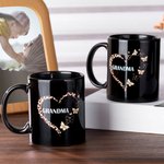 Tasse à café/thé personnalisée avec un cœur en léopard et un papillon