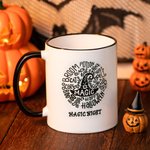 Mug en Céramique 295 ml Personnalisé avec Texte Design de Cartoon Citrouille Chapeau Pointu de Sorcière Cadeau Halloween pour Enfant