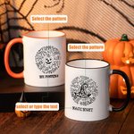 Mug en Céramique 295 ml Personnalisé avec Texte Design de Cartoon Citrouille Chapeau Pointu de Sorcière Cadeau Halloween pour Enfant