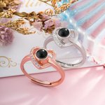 Anello personalizzato con proiezione fotografica Cuore 100 lingue ti amo
