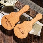 Personalised Engraving Cherry Wood Guitar Pick Storage Case with 1-5 Picks Birthday Gift for Guitar Player Musician