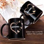 Tasse à café/thé personnalisée avec un cœur en léopard et un papillon