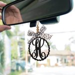 Beaded Custom Monogram Car Mirror Charm Gift for Her