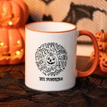 Mug en Céramique 295 ml Personnalisé avec Texte Design de Cartoon Citrouille Chapeau Pointu de Sorcière Cadeau Halloween pour Enfant