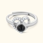 Anello personalizzato con proiezione fotografica Cuore 100 lingue ti amo