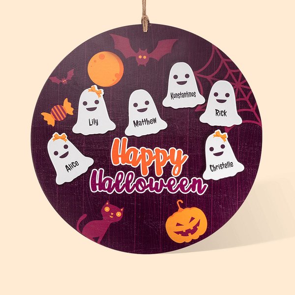 Halloween-spöke med tryck i trä Fall dörrskylt Dekor