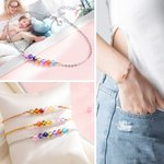 Bracciale personalizzato da donna in argento sterling con pietre di nascita della famiglia