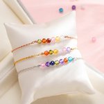 Bracciale personalizzato da donna in argento sterling con pietre di nascita della famiglia