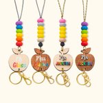 Gepersonaliseerd houten appelkoord en sleutelhanger