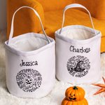 Sac à Bonbons en Toile Personnalisé avec Nom à Motif Citrouille Chapeau Boucle de Sorcière Boucle Cadeau Halloween pour Enfant