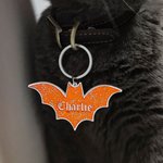 Personalised Gothic Glitter Bat Pet Dog ID Name Tag Pet Halloween Costume Gift for Pet Owners Lovers