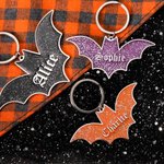 Personalised Gothic Glitter Bat Pet Dog ID Name Tag Pet Halloween Costume Gift for Pet Owners Lovers