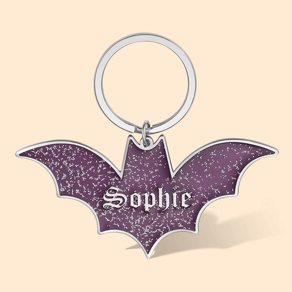 Personalised Gothic Glitter Bat Pet Dog ID Name Tag Pet Halloween Costume Gift for Pet Owners Lovers
