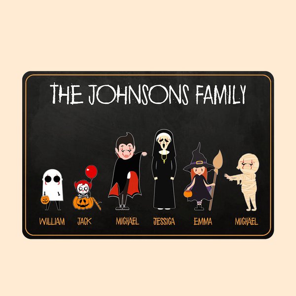 Personalisierte Halloween Familie Charakter Fußmatte
