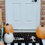 Paillasson Antidérapant Personnalisé avec Nom Style Squelette Vampire Décoration à la Maison Cadeau Mariage Halloween pour Couple