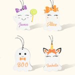 Customised Halloween Boo Ghost Name Candy Bag Tags