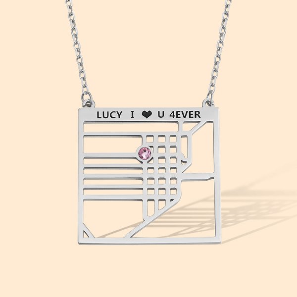 Collar personalizado de plata de ley con mapa