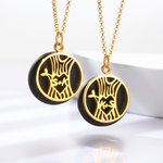 Personalized Vintage Metal Tree & Wood Disc Double-layer Pendant Necklace