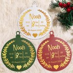First Christmas Newborn Baby Birth Stats Ornament Hanging