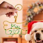 Osso in filo metallico lavorato a mano con il nome dell'animale domestico Ornamento per cani