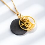 Personalized Vintage Metal Tree & Wood Disc Double-layer Pendant Necklace