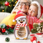 Tirelire en Bois Style Noël Image Pingouin mignon Cadeau Noël pour Enfants
