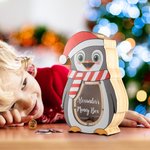 Tirelire en Bois Style Noël Image Pingouin mignon Cadeau Noël pour Enfants