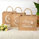 Bolsa de Yute Personalizada con Nombre o Letra Fiesta de Bodas Regalo de Ducha de Novia para Amigas de la Novia