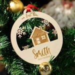 Personalisierte Einweihungsgeschenk Holz Weihnachtsschmuck Unser erstes Weihnachten in unserem neuen Haus