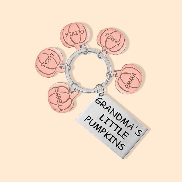 Customizable Family Little Pumpkins Name Keychain