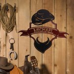 Personalized Cowboy Metal Sign Name Sign Art Hanging Home Decor