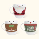 Personalised Santa Claus Snowman Gingerbread Man 12oz Christmas Mug & Mug Sleeve Set with Name Christmas Gift for Family Friends