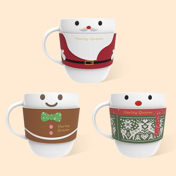 Personalised Santa Claus Snowman Gingerbread Man 12oz Christmas Mug & Mug Sleeve Set with Name Christmas Gift for Family Friends