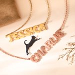 Collier Personnalisé avec Lettres Prénom en Monogramme de Chat Cadeau Anniversaire pour Femme Amoureuse de Chat