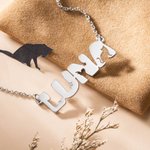 Collier Personnalisé avec Lettres Prénom en Monogramme de Chat Cadeau Anniversaire pour Femme Amoureuse de Chat