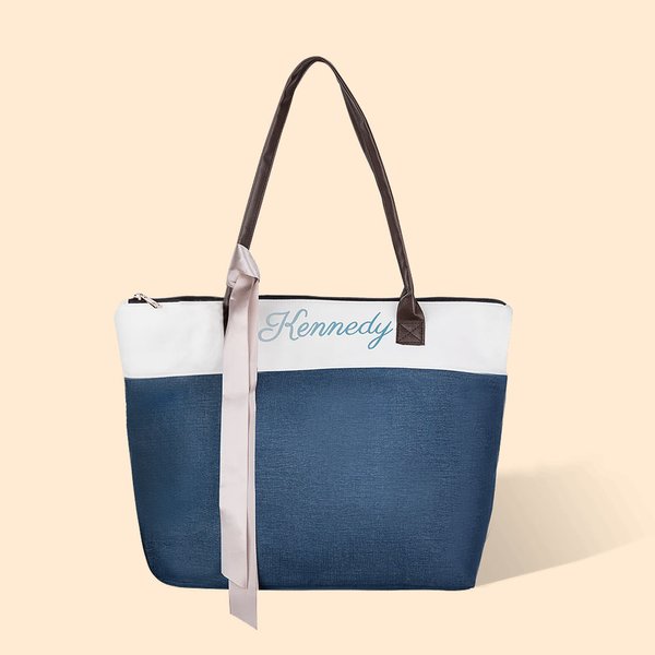Personalizzato damigella d'onore Canvas Tote Glitter nome Borsa con manici e nastro Wedding Bridal Shower Bachelorette regalo per le amiche damigella d'onore