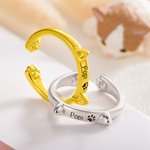 Bague de Chat Personnalisée avec Nom Cadeau pour Amoureux des Chats