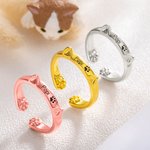 Bague de Chat Personnalisée avec Nom Cadeau pour Amoureux des Chats