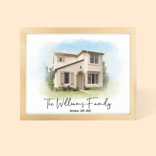Custom House Portrait Watercolour Home Painting Gift for Housewarming