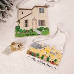 Ornamento personalizado hecho a mano en 3D modelo de casa familiar con texto regalo de inauguración de la casa para amigo de la familia